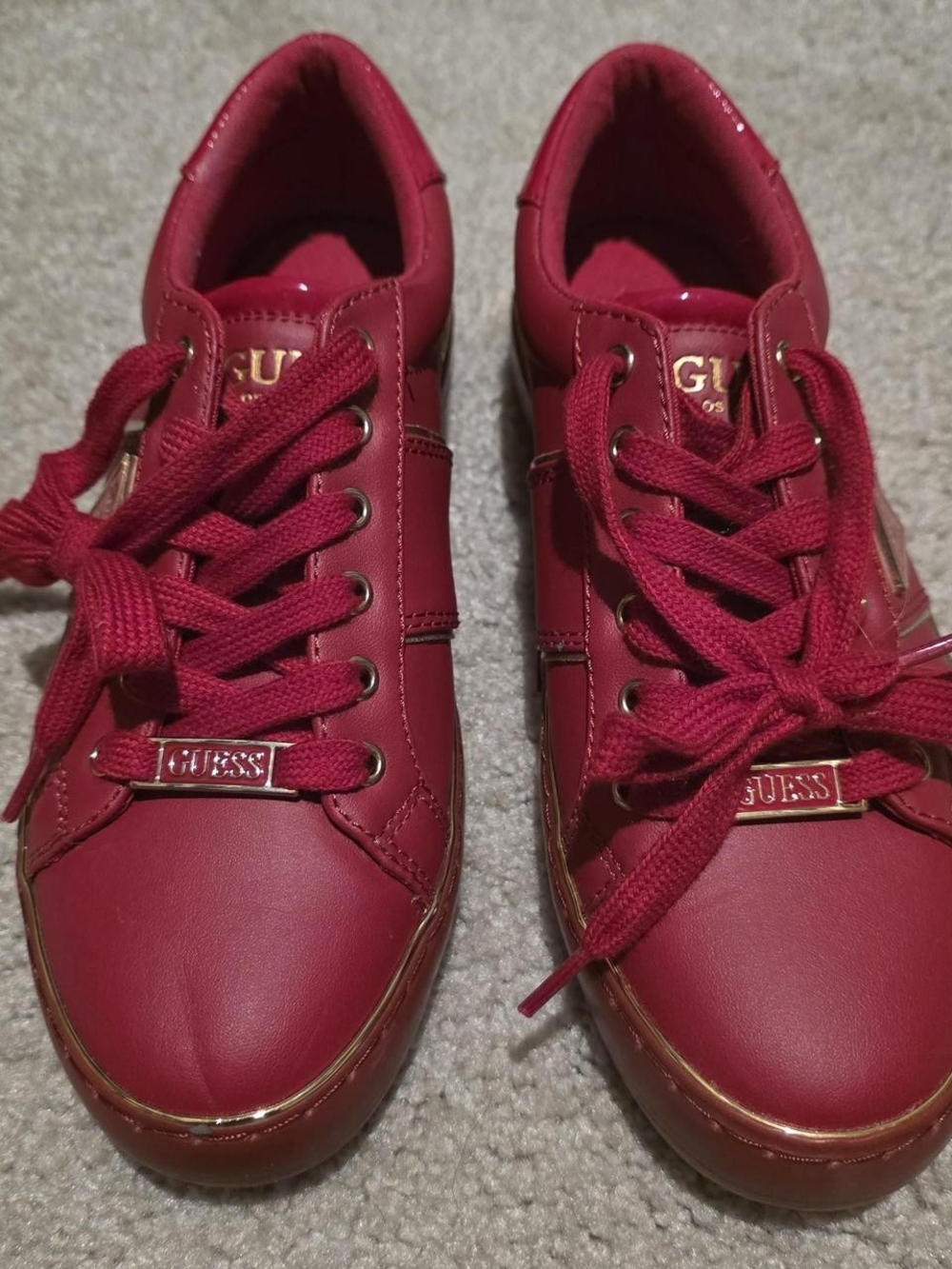 Guess Red Sneakers with Gold Accents
